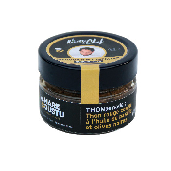 Thonpenade : Thon rouge confit à l'huile de basilic et olives noires Mare&Gustu
