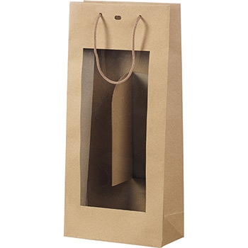 Sac papier kraft 2 bouteilles fenêtre PVC 39 cm