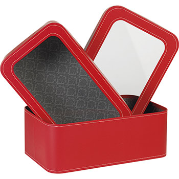 Boîte cadeau coffret carton rectangle rouge avec vitrine 33cm