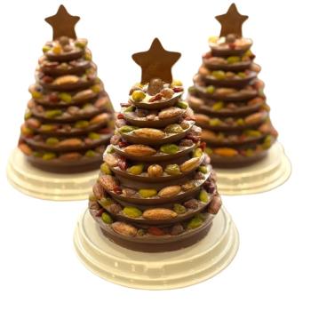 Sapin de Noel chocolat au lait ou noir et mendiants Ella Crea 270 g